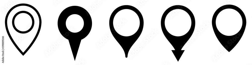 Poster Map marker pointer icon set . Marker map icons symbol. Pointer map. GPS location.Black map markers collection design.Vector