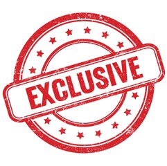 EXCLUSIVE text on red grungy round rubber stamp.
