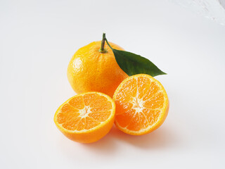 日本のみかんを白背景で