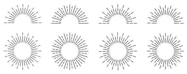 Sunburst set. Sunburst icon collection vector.Retro sunburst design.Big collection sunburst best quality. Burs.Sunrise rays light burst line shine sunshine sunbeam .Vector illustration.
