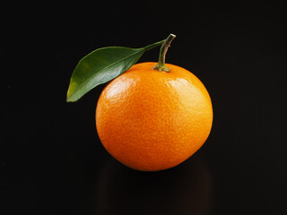 日本のみかんを黒背景で