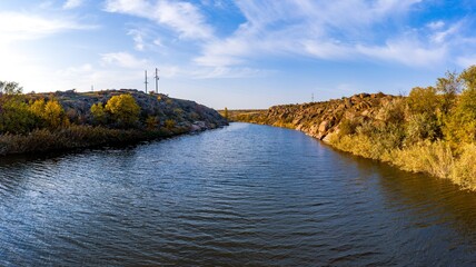 A stream flowing among huge stones in picturesque Ukraine