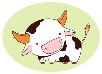 Cow cute doodle animal vector isolated colorful illustration