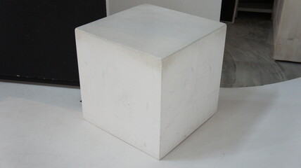 gypsum cube, cement cube, design object