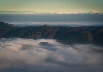 A little hill above the cloud in an amazon landscape