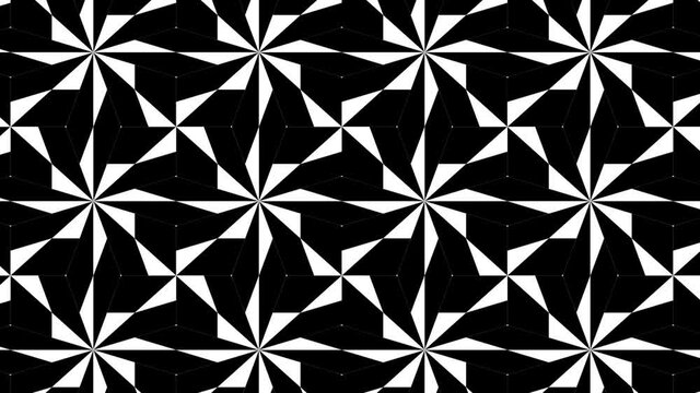 kaleidoscope consisting of black and white patterns.