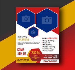 Fitness Red Yellow and Blue Color Theme  flyer design