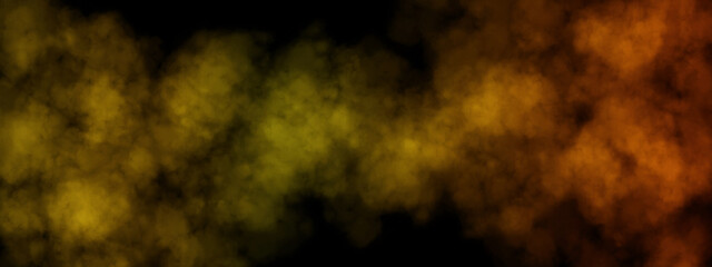Abstract image of Golden smoke or fog in black background.