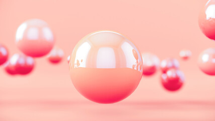 Pastel colour bubbles design. Abstract colorful background with 3d spheres. 3d rendering