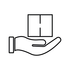 Hand and box icon Vector graphic illustration. Suitable for website design, logo, mobile app, Infographic, and more. Editable vector stroke