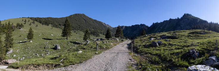 Panoramic view of an alpine valley