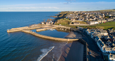 Fototapeta premium view of Cullen harbour Moray Firth coast