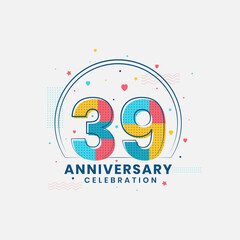 Fototapeta premium 39 Anniversary celebration, Modern 39th Anniversary design
