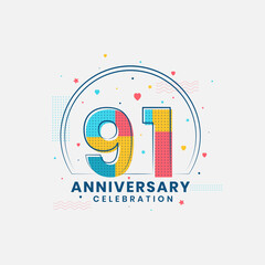 91 Anniversary celebration, Modern 91st Anniversary design