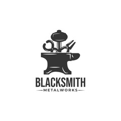 Retro vintage blacksmith logo badge
