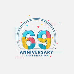 69 Anniversary celebration, Modern 69th Anniversary design