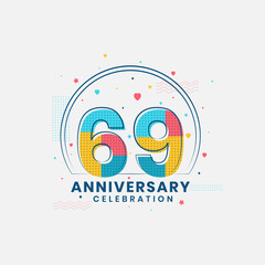 Fototapeta premium 69 Anniversary celebration, Modern 69th Anniversary design