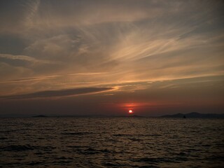 romantic croatian red sunset over the sea
