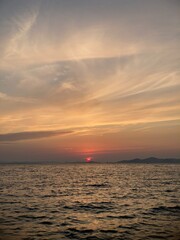 romantic croatian red sunset over the sea