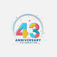 43 Anniversary celebration, Modern 43rd Anniversary design