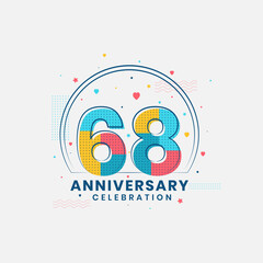 Fototapeta premium 68 Anniversary celebration, Modern 68th Anniversary design
