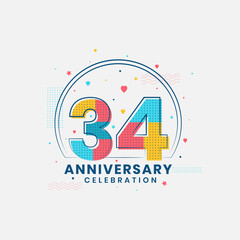 34 Anniversary celebration, Modern 34th Anniversary design