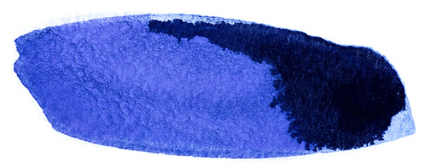 Blue ink ink stain on paper. On a white background isolated