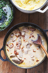 Pork loin with sun dried tomatoes in cream sauce 