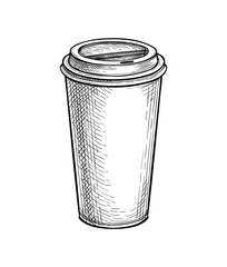 Ink sketch of paper cup with lid.