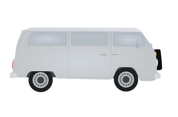 Grey retro van. vector illustration