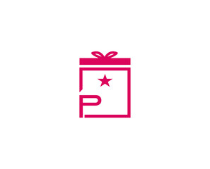 Fast delivery logo template design with initial letter P in a box. Vector illustration