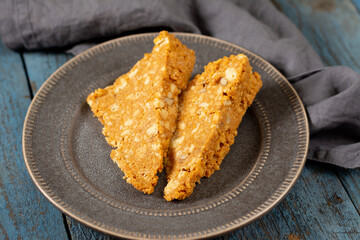Cake Anthill. Cake made of cookies, walnuts with condensed milk. Walnut cake. Home-made traditional pastries. Soviet pastries
