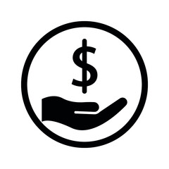 save money icon, salary money, invest finance, hand holding dollar. symbols on white background. vector illustration on white background