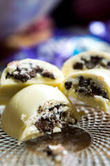 Cookie and cream filled white chocolate bat