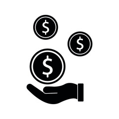 save money icon, salary money, invest finance, hand holding dollar. symbols on white background. vector illustration on white background
