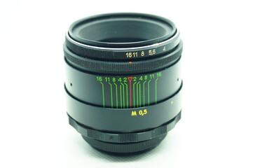 Close-up photo lens on a light background