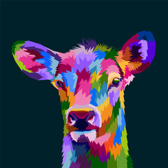 colorful deer pop art portrait isolated poster design, cover bbok design