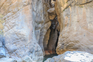 waterfall flowing in nature, cascade, cascade between rocks. Hakkari in Turkey
