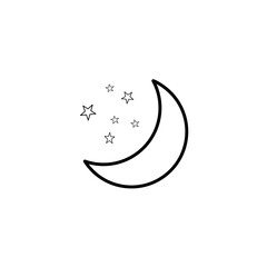 Naklejka na ściany i meble moon and stars icon on white background. Vector illustration in flat cartoon design. Use for webpage, banner, poster, app, graphic. 