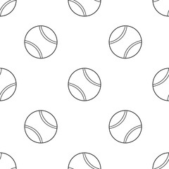 Vector illustration. Doodle tennis ball seamless pattern on white background. Design element for poster, banner, clothes.