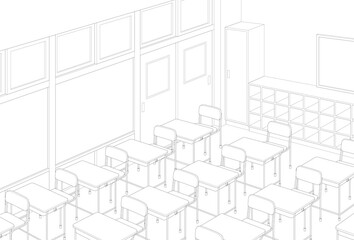 教室 廊下 階段 学校 漫画風背景素材 Wall Mural Aq Taro Images