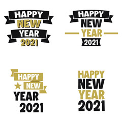 Set, collection Happy New Year 2021, simple lettering typographies, gifts or invitational card, invitation, decorated can be used on websites, invitational cards, visit cards, promotions EPS Vector