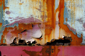 The artistry of time rusting and flaking paint