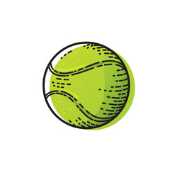 Tennis ball isolated on white background. Vector illustration of sport object.