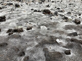 
Ice-covered soil in the garden