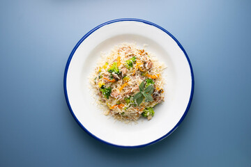 Risotto with vegetables, mushrooms and cheese. Traditional italian recipe. 