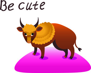 Bull, cute animal character. hand drawn vector isolated design elements on white background. concept for card, print, logo