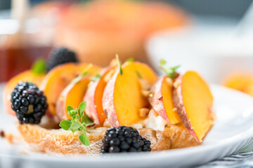 Peach ricotta toast