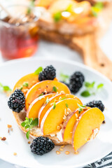 Peach ricotta toast