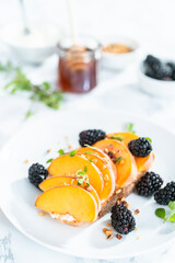 Peach ricotta toast